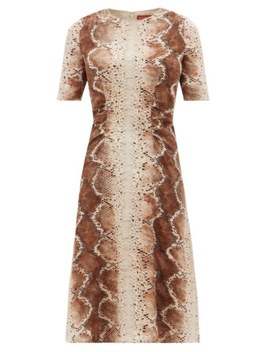 MSRP 1395 Altuzarra Silvia Snake-Print Silk-Crepe Midi Dress in ivory size FR 40